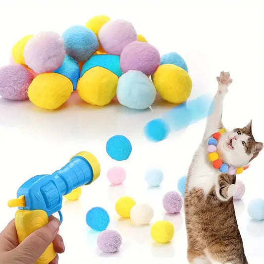Cat Plush Ball Shooting Gun – Silent, Interactive Cat Toy