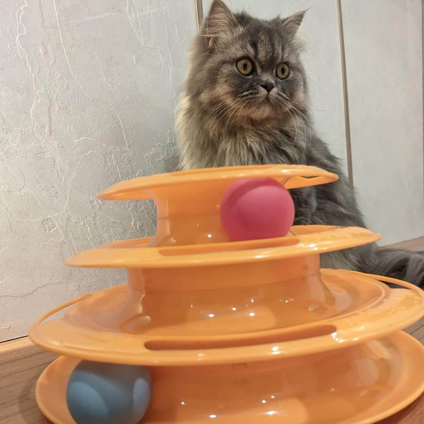 3-Level Rotating Tower with Balls – Interactive Cat Toy