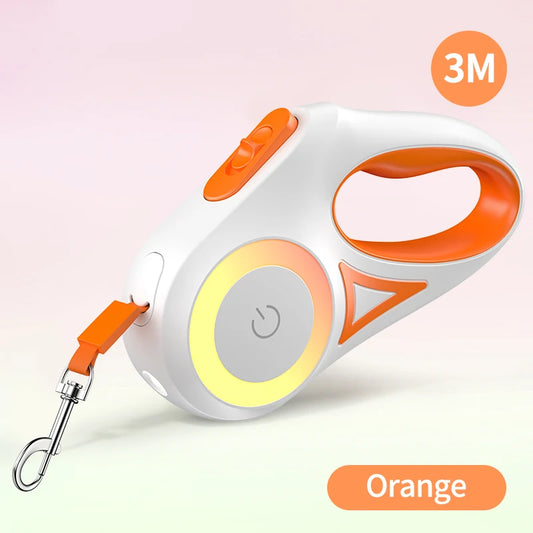 3M Retractable Dog Leash with LED Light – Safe Walking