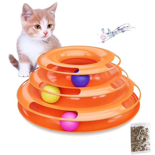 3-Level Rotating Tower with Balls – Interactive Cat Toy - Lumux 