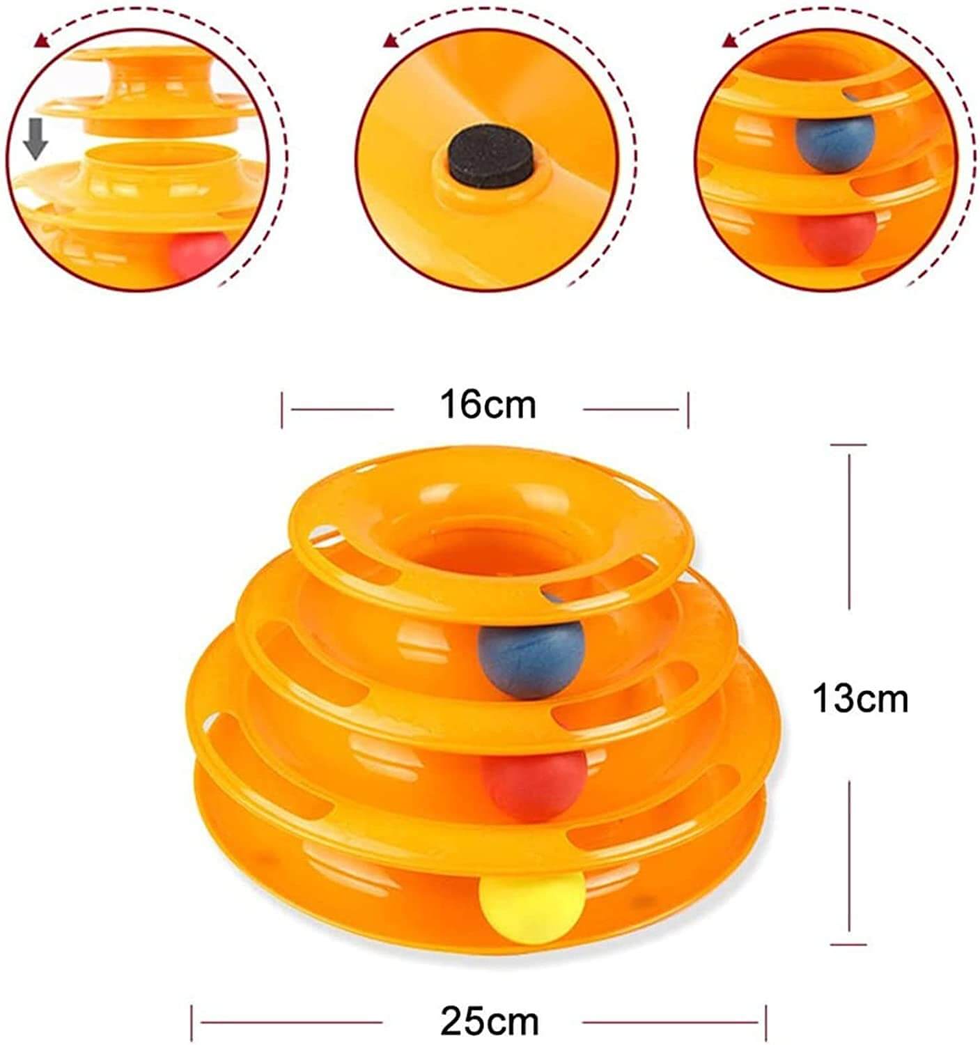 3-Level Rotating Tower with Balls – Interactive Cat Toy - Lumux 