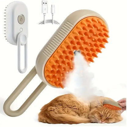 USB Pet Grooming Spray Brush – No-Rinse, Anti-Shedding Steam Comb