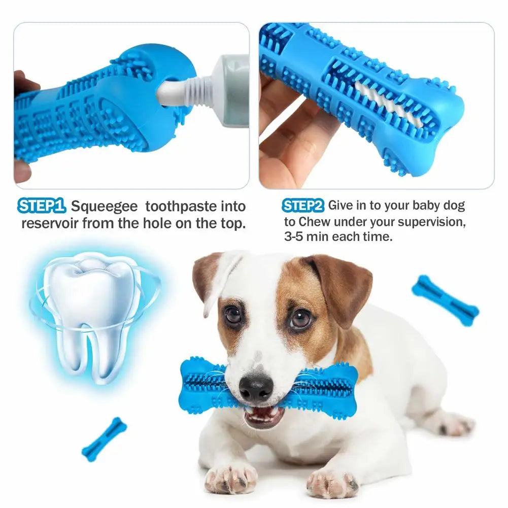 Soft Rubber Dog Toothbrush – 360° Chew Toy for Small Dogs