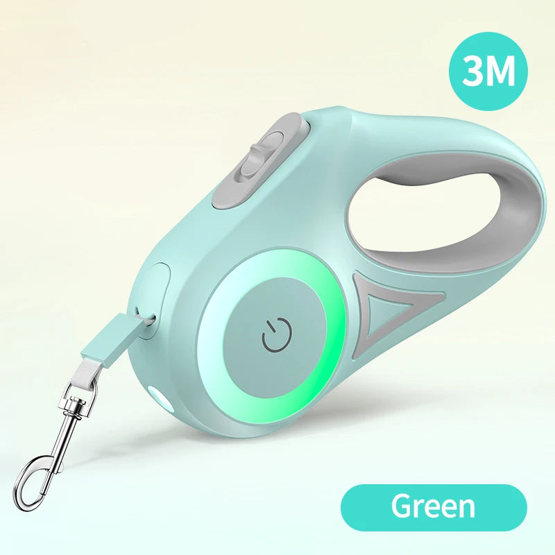 3M Retractable Dog Leash with LED Light – Safe Walking