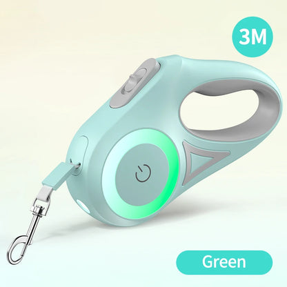 3M Retractable Dog Leash with LED Light – Safe Walking