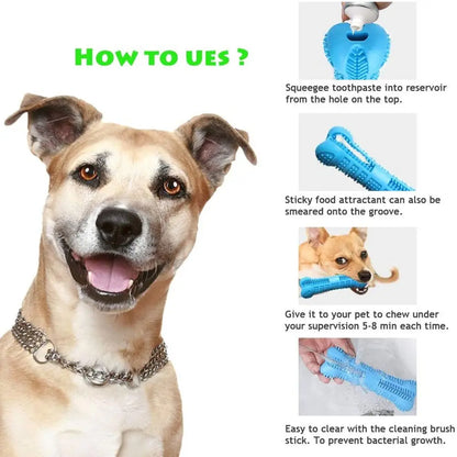 Soft Rubber Dog Toothbrush – 360° Chew Toy for Small Dogs