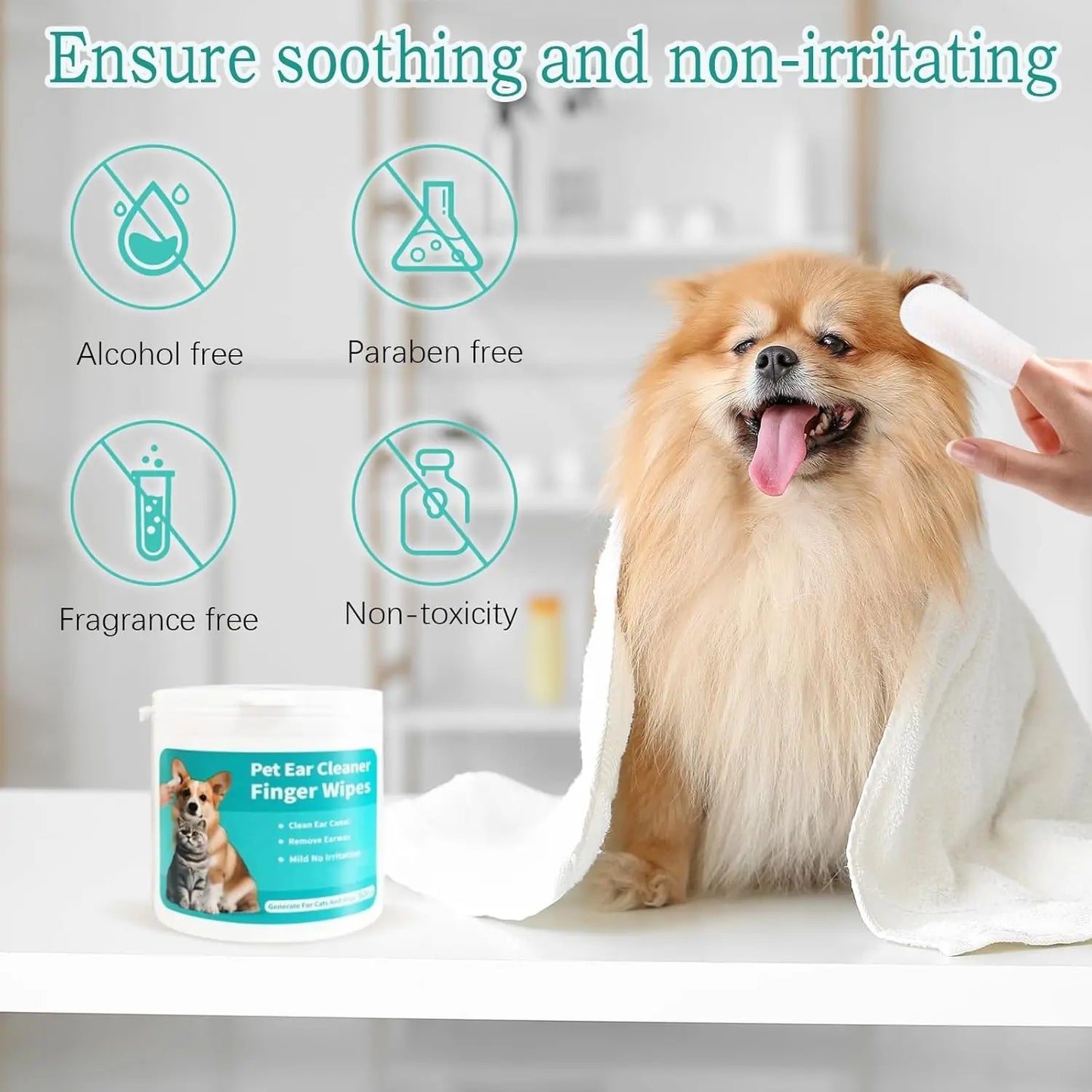 Pet Ear Wipes – Gentle Ear Cleaner for Cats & Dogs