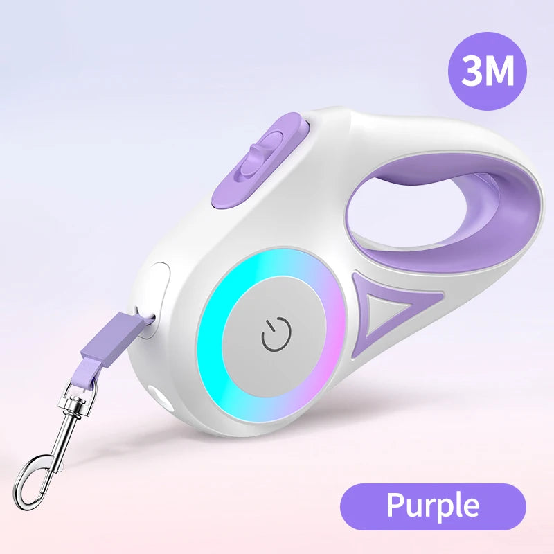 3M Retractable Dog Leash with LED Light – Safe Walking