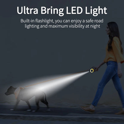 3M Retractable Dog Leash with LED Light – Safe Walking